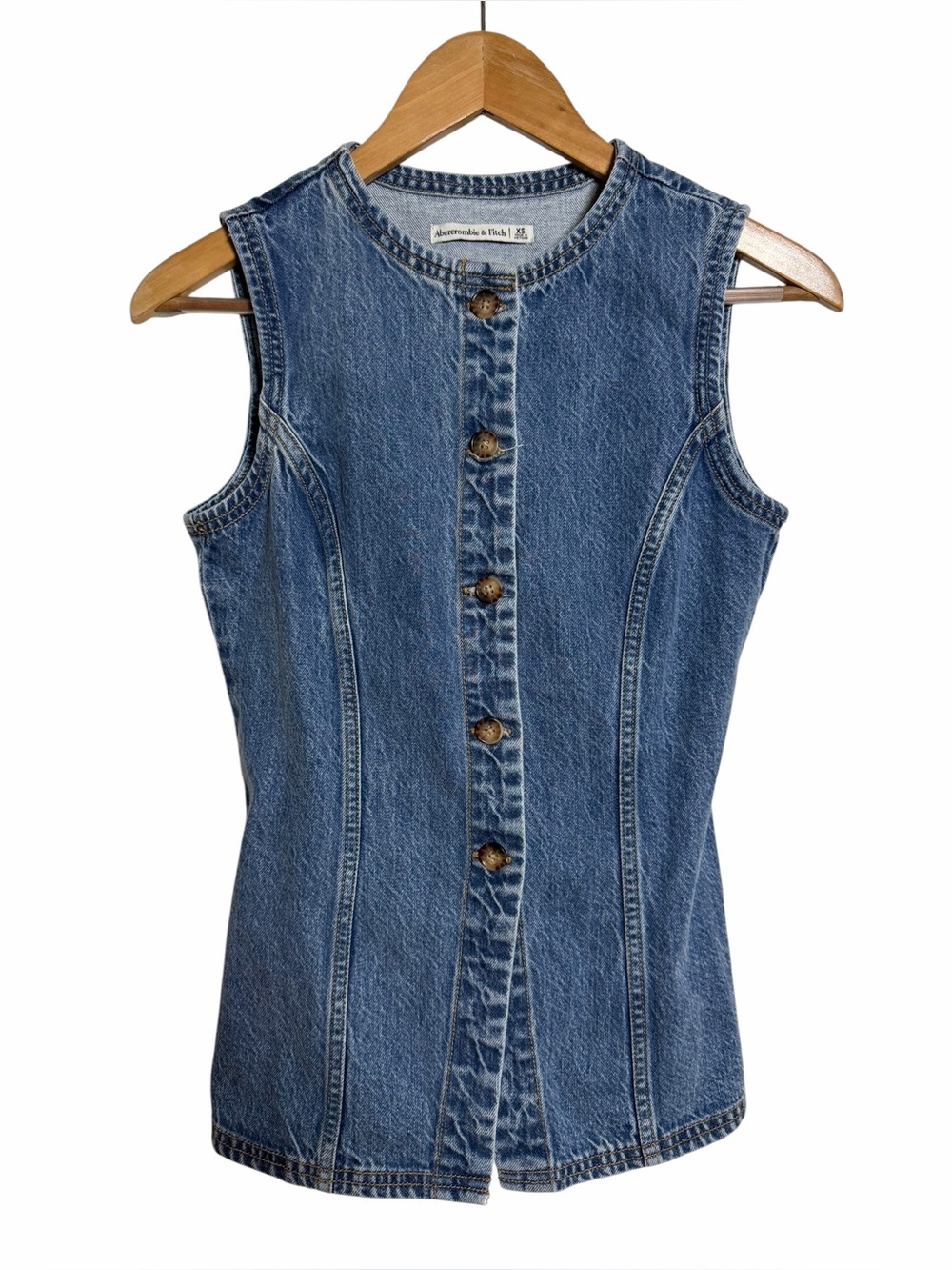 Abercrombie & Fitch Denim Button Front Tie Back Vest Top XS